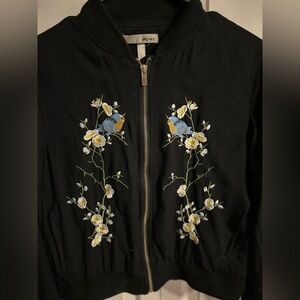 WD NY Embroidered Bomber Style Jacket Size Large